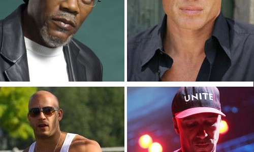 Geeks: they're fucking *everywhere*. L to R from top: Samuel L. Jackson, Dolph Ludgren, Vin Diesel, and Tom Morello