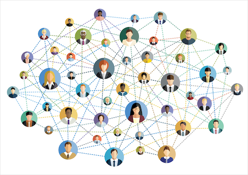Ilustración de vector de esquema de red social